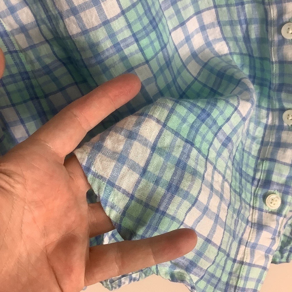 Vineyard Vines Women's Linen Relaxed Checks Button Down Shirt Size 4 - Picture 3 of 13